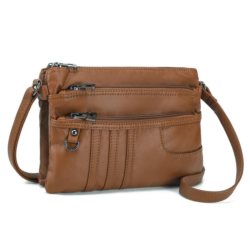 MINICAT Multiple Pockets Small Crossbody Purse Cell Phone Purse Shoulder Bags for Women Cross Body Bag for Woman(Brown Small) - Image 1